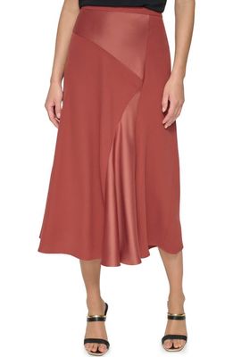 DKNY Mix Media Fit & Flare Skirt in Bricklane