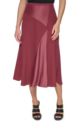 DKNY Mix Media Fit & Flare Skirt in Cabernet