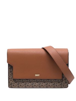 DKNY monogram-print crossbody bag - Brown