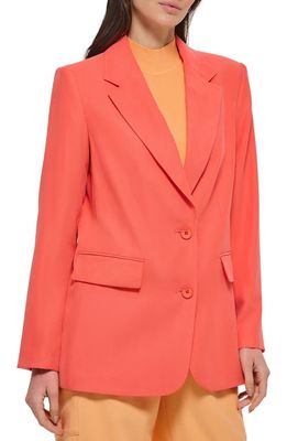 DKNY One-Button Frosted Twill Jacket in Persimmon