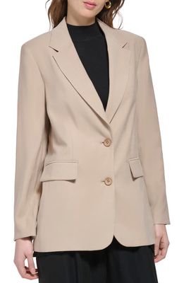 DKNY One-Button Frosted Twill Jacket in Safari Khaki
