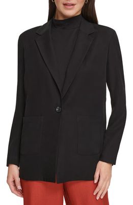 DKNY One-Button Twill Blazer in Black