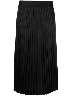 DKNY patterned-jacquard pleated midi skirt - Black