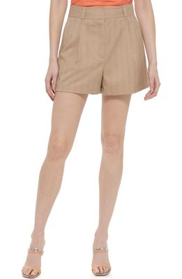 DKNY Pinstripe Shorts in Safari Khaki Multi