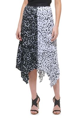 DKNY Print Handkerchief Midi Skirt in Black/White/White/Black