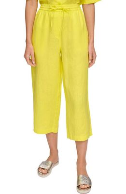 DKNY Pull-On Drawstring Crop Linen Pants in Limonata