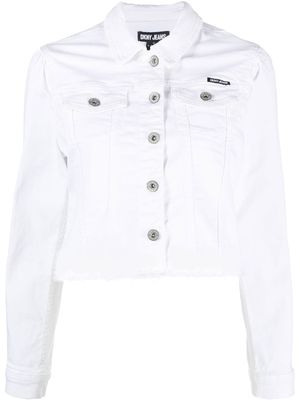 DKNY raw-hem cropped denim jacket - White