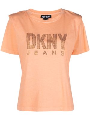 DKNY rhinestone-logo T-shirt - Orange
