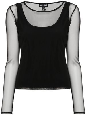 DKNY round-neck mesh T-shirt - Black