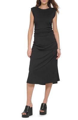 DKNY Ruched A-Line Dress in Black