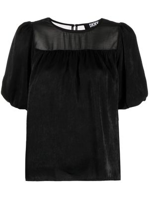 DKNY ruched-detail short-sleeves blouse - Black