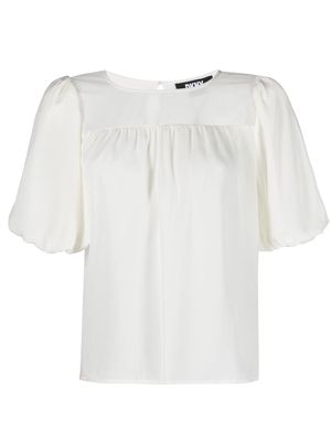 DKNY ruched-detail short-sleeves blouse - Neutrals