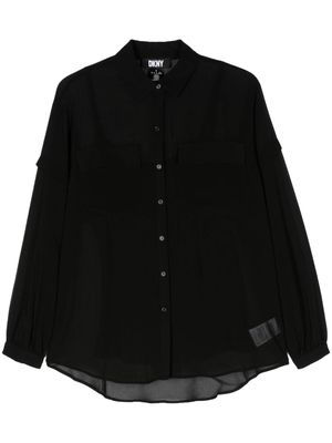 DKNY semi-sheer chiffon-crepe shirt - Black