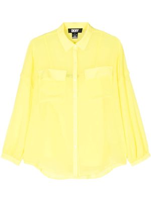 DKNY semi-sheer chiffon-crepe shirt - Yellow