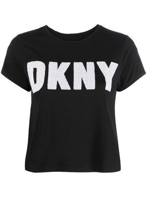 DKNY sequin-embellished logo T-shirt - Black