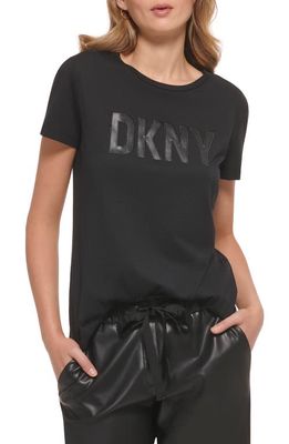 DKNY Snakeskin Appliqué Graphic Logo Tee in Black