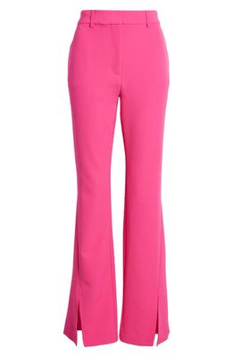 DKNY SPORTSWEAR Split Hem Flare Leg Stretch Twill Pants in Shocking Pink