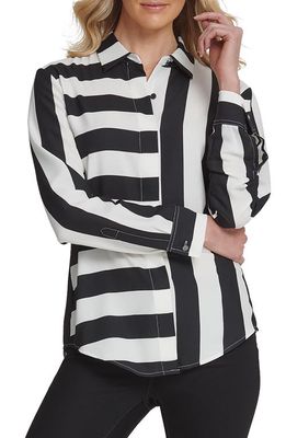 DKNY Stripe Blouse in Black/Ivory