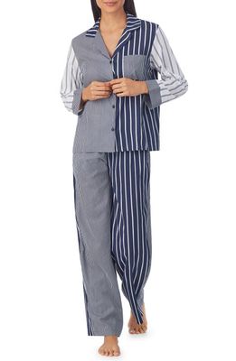 DKNY Stripe Cotton Blend Pajamas in Navy Stripe