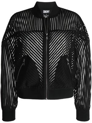 DKNY striped-mesh bomber jacket - Black