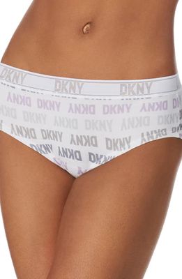 DKNY Table Top Logo Hipster Panties in Logo Allover Print