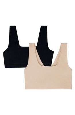 DKNY Table Tops Assorted 2-Pack Bralettes in Blk/cash