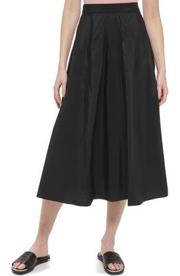DKNY Taffeta A-Line Midi Skirt in Black