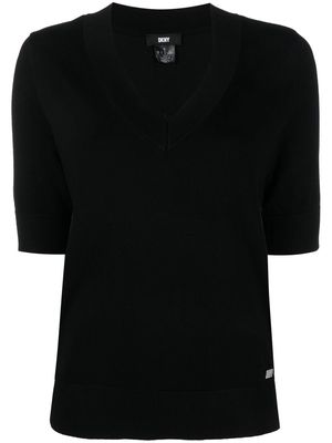 DKNY V-neck short-sleeve jumper - Black