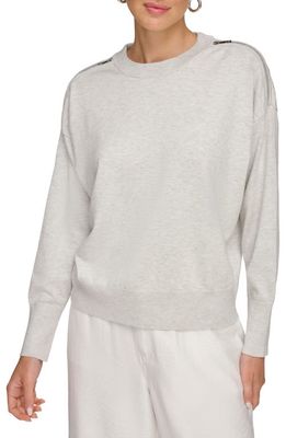 DKNY Zip Shoulder Sweater in Silver