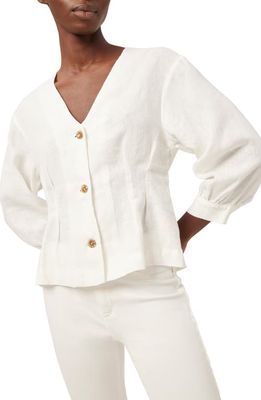 DL1961 Audrey Linen Button-Up Blouse in White Linen