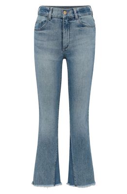 DL1961 Bridget Instasculpt High Waist Frayed Ankle Bootcut Jeans in Dark Sea View