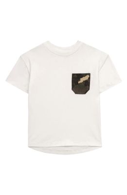 DL1961 Kids' Cotton Jersey Pocket T-Shirt in White Camouflaged