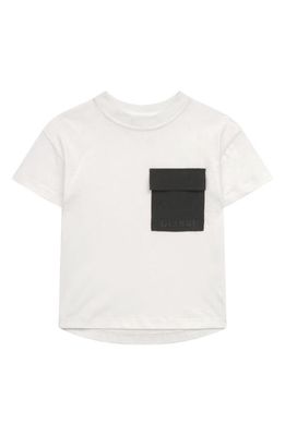DL1961 Kids' Cotton Jersey Pocket T-Shirt in White Logo Combo
