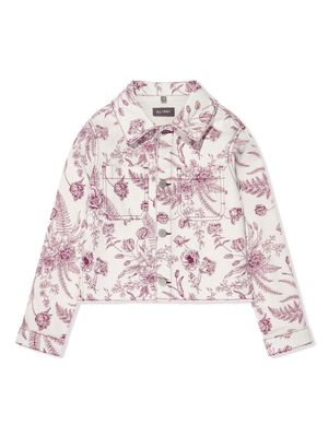 DL1961 KIDS Manning floral-print denim jacket - White