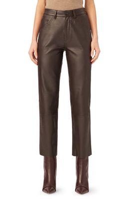 DL1961 Patti Ankle Straight Leg Leather Pants in Mahogany