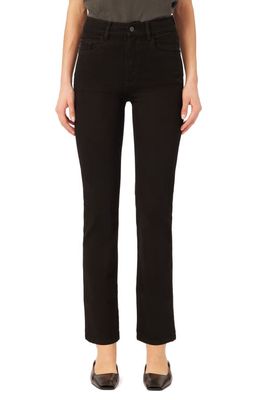 DL1961 Patti High Waist Ankle Straight Leg Jeans in Black Peached Ultimate