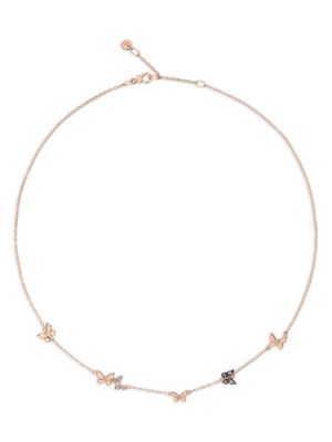 Dodo 9kt rose gold Butterfly diamond and sapphire necklace - Pink