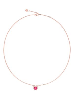 Dodo 9kt rose gold diamond heart necklace - Pink