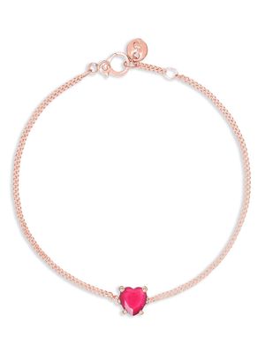 Dodo 9kt rose gold Heart chain bracelet - Pink