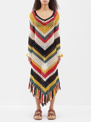 Dodo Bar Or - Anna Tasselled Cotton-crochet Dress - Womens - Black Multi