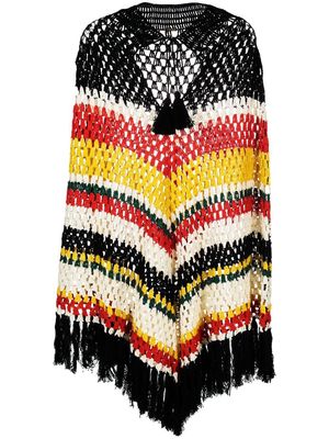 Dodo Bar Or crochet-knit fringed-edge cape - Black