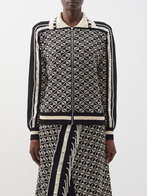 Dodo Bar Or - Dean Crystal-embellished Geometric-jacquard Jacket - Womens - Black Cream