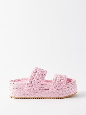 Dodo Bar Or - Dodostock 50 Raffia-woven Flatform Sandals - Womens - Pink