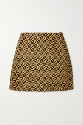 Dodo Bar Or - Emely Woven Leather Mini Skirt - Yellow