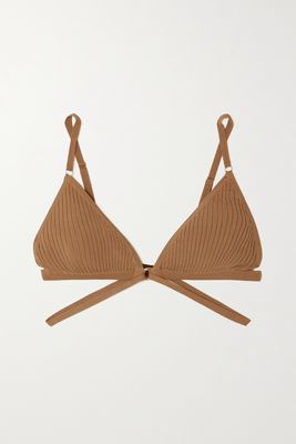 Dodo Bar Or - Goldie Embellished Ribbed-knit Soft-cup Triangle Bra - Brown