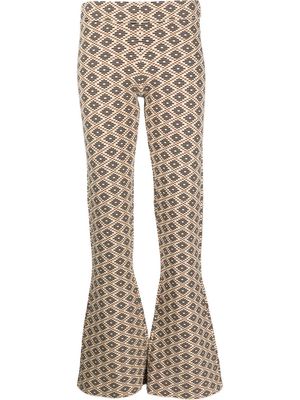 Dodo Bar Or graphic-pattern flared trousers - Brown
