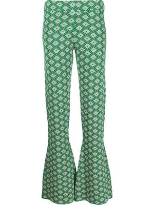 Dodo Bar Or graphic-pattern flared trousers - Green