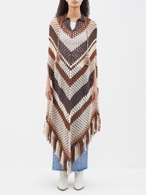 Dodo Bar Or - Guetta Long Crocheted-cotton Poncho - Womens - Brown