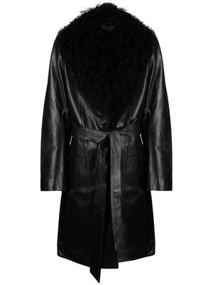 Dodo Bar Or Harvey shearling-trim leather coat - Black