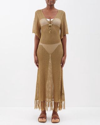 Dodo Bar Or - Inna V-neck Crochet-knit Dress - Womens - Gold